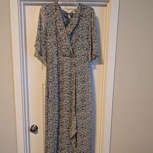 Floral Faux Wrap Dress Size L